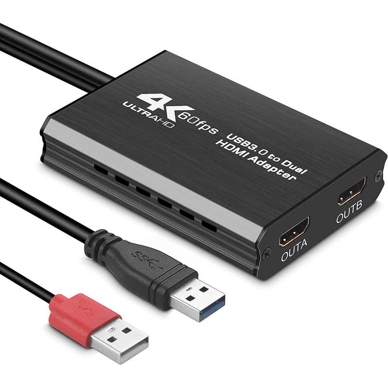4k/60hz USB to Dual HDMI Display Adapter Output Two Different Pictures