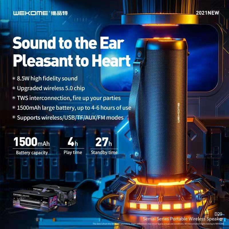 WK Design WK-D29 Wireless Bluetooth 5.0 Speaker- Black