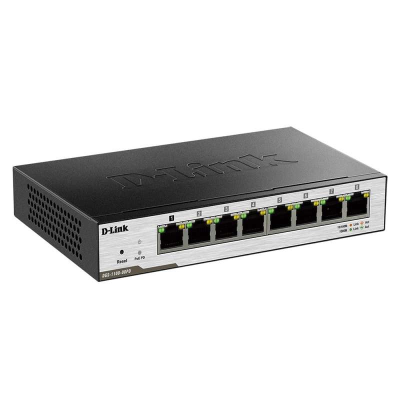 D-Link DGS-1100-08PD 8-Port Gigabit PoE-Powered Smart Managed Switch