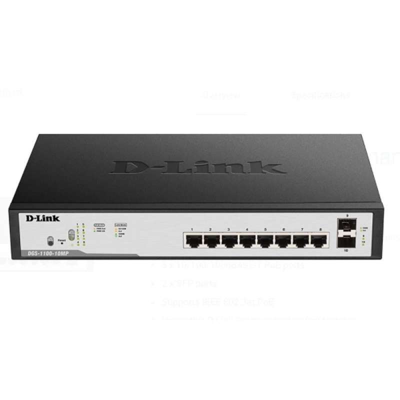 D-Link DGS-F1100-10PS-E/B 8 Port PoE Gigabit Smart Managed Switch