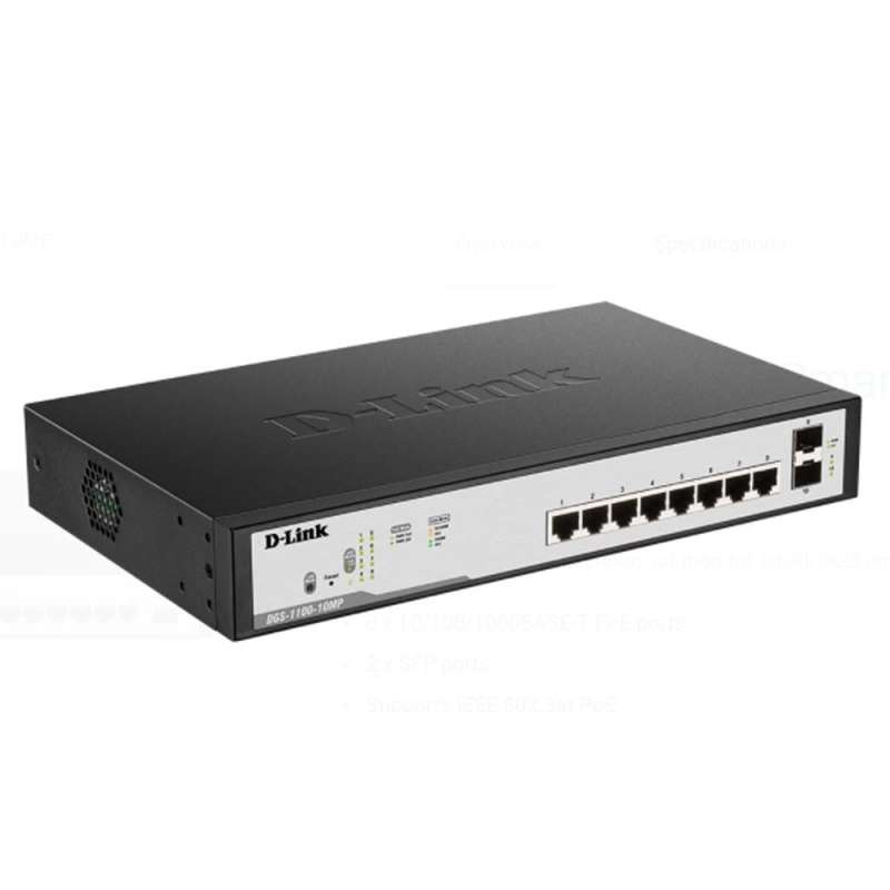 D-Link DGS-F1100-10PS-E/B 8 Port PoE Gigabit Smart Managed Switch