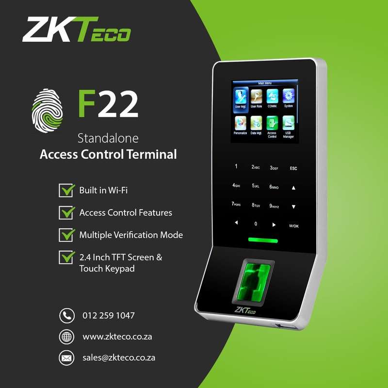 ZKTeco F22 Ultra Thin Fingerprint Access Control & Time and Attendance Terminal