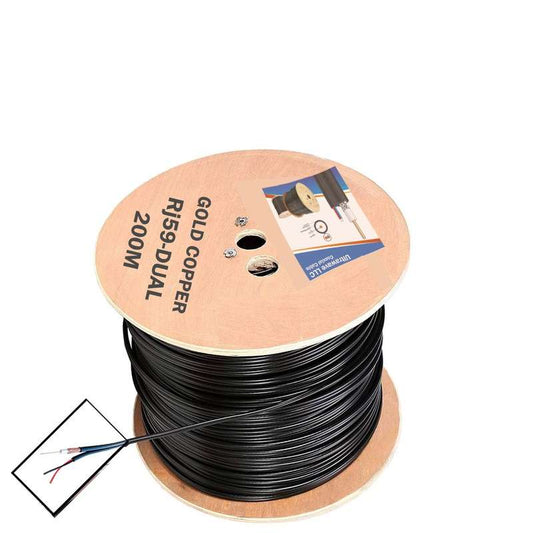 Ultrawave - GOLD COPPER 88% . Coaxial RJ59 Data and Power Thin 200 Meter - USA Brand - Price Per 1 meter
