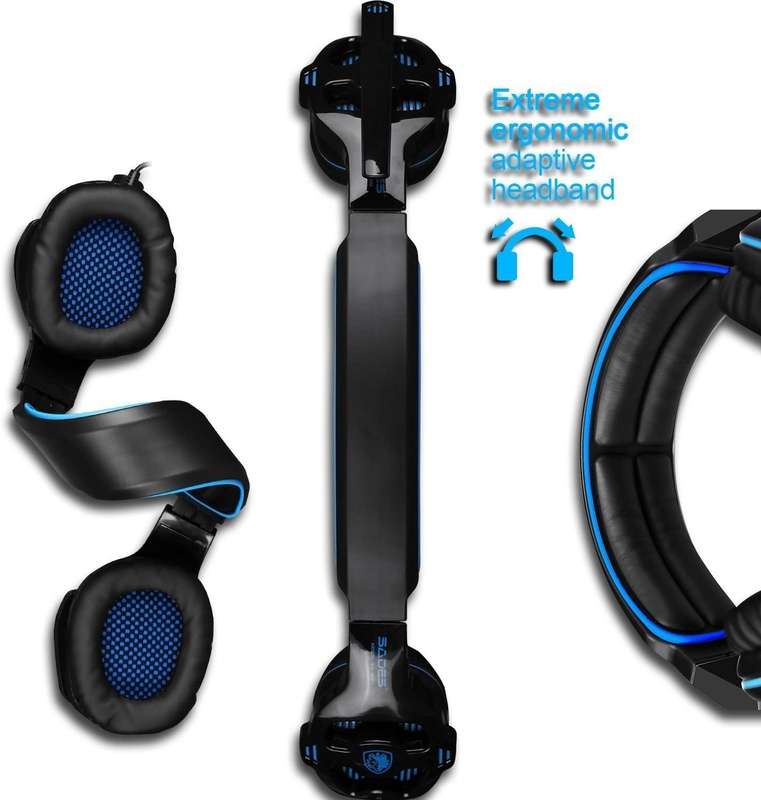 SADES SA810 PS4 Gaming Headset with Microphone and PC Adapter Over Ear Stereo Headphones for New Version Xbox One/PlayStation 4 Laptop Mac Computer Blue