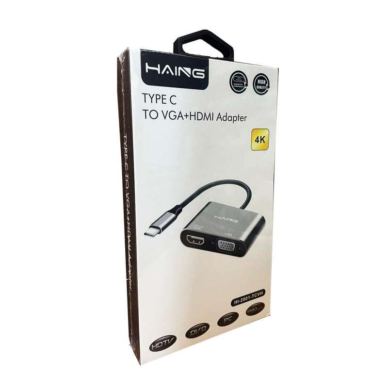 HAING Type-C to VGA+HDMI Adapter