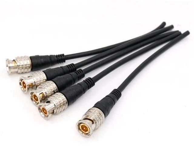 BNC Connector for CCTV Camera Wire Moulded, 18CM BNC Golden Male Plug Cable