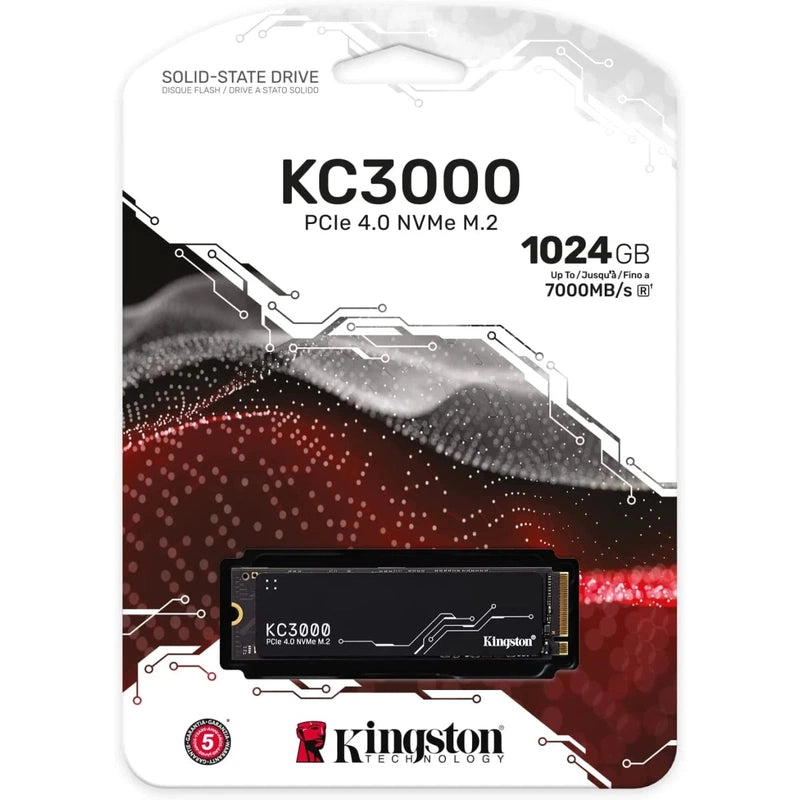 Kingston KC3000 1TB PCIe 4.0 NVMe M.2 SSD up to 7,000MB/s PCIe 4.0 NVMe high-performance