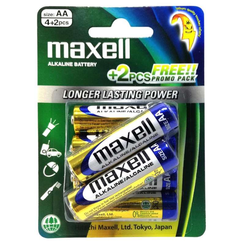 Maxell Digital XL Alkaline AA Battery 4+2 pcs