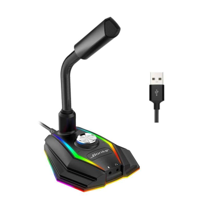 Desktop Microphone 3.5mm / USB / RGB / EQ Studio Vocal Record 360 Omnidirectional Gaming Microphone