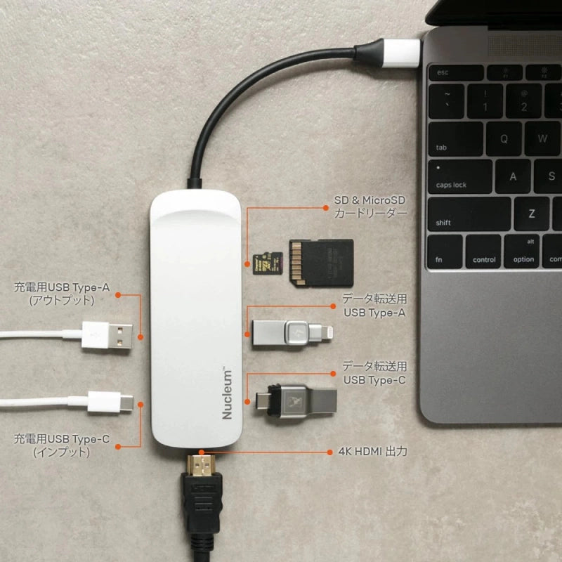 Kingston Nucleum USB C Hub Type-C Adapter Connect USB 3.0, HDMI, SD/MicroSD , White
