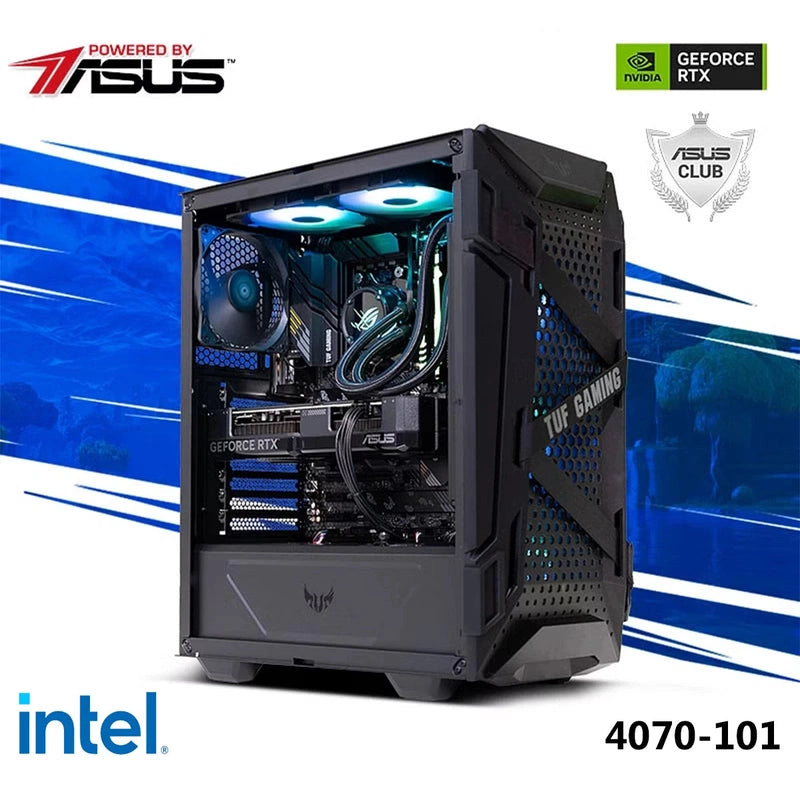 Powered By ASUS 4070-101 Gaming PC NEW 13Gen Intel Core i5 14-Cores w/ RTX 4070 12GB DDR6 w/ Advanced Air Cooler