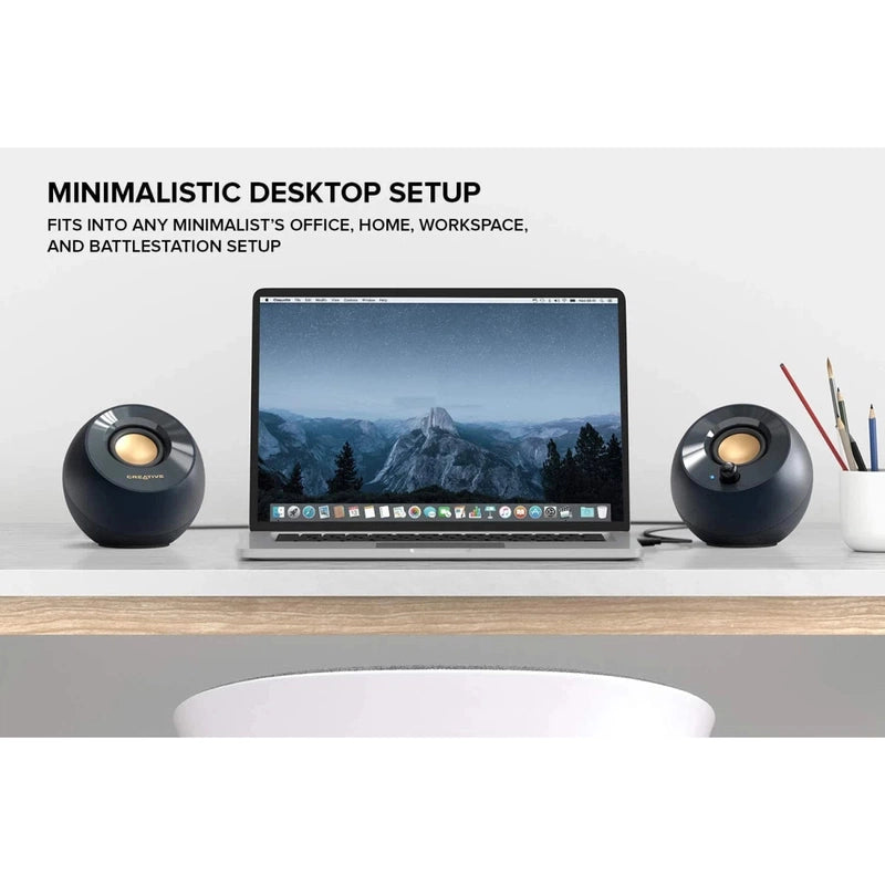 Creative Pebble V2 Minimalistic USB-C & 3.5 mm AUX-in Up to 8W RMS Power w/ USB Type-A Adapter
