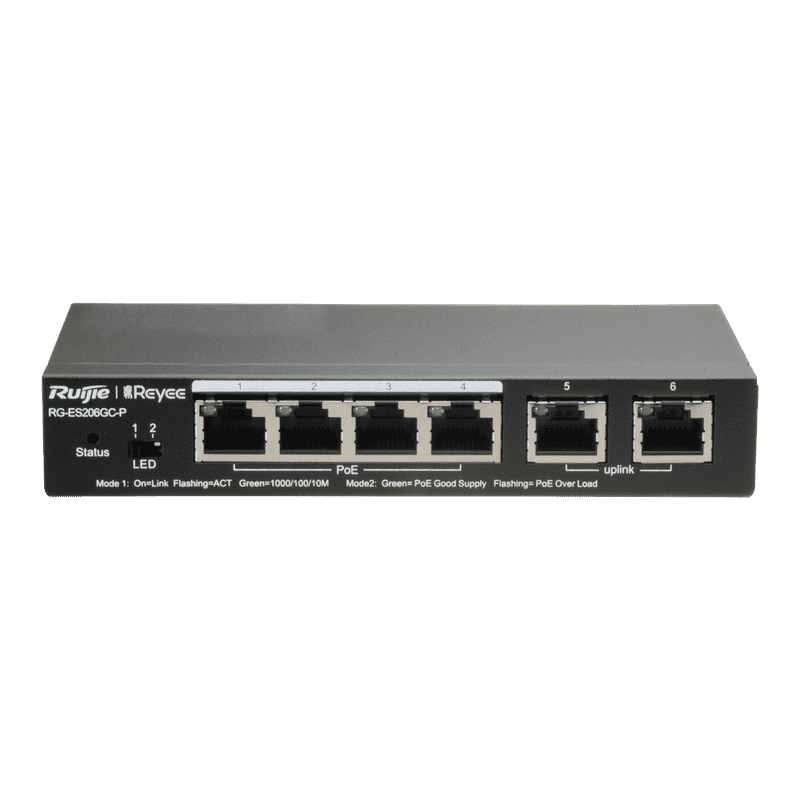 RG-ES206GC-P, 6-Port Gigabit Smart Cloud Mananged PoE Switch