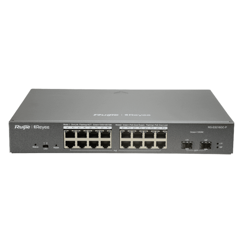 RG-ES218GC-P, 18-Port Gigabit Smart Cloud Mananged PoE Switch