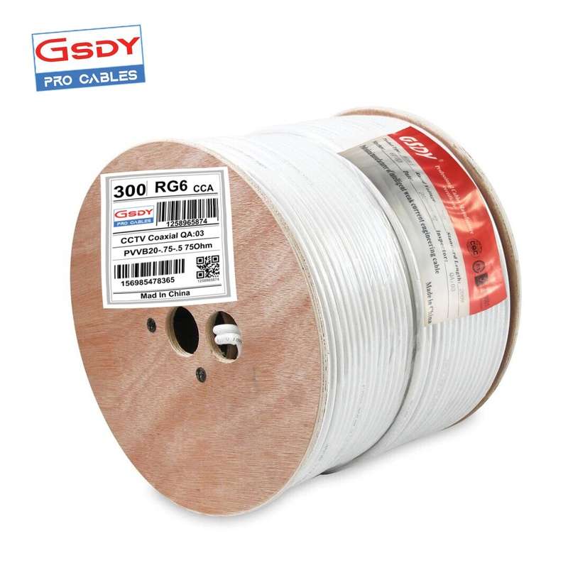 JSDY RJ6 CCA - Copper-Clad Aluminium Video and Power Cable 300m Drum 75Ohm - CCTV