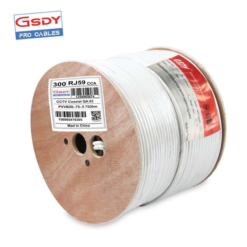 JSDY RJ59 CCA - Copper-Clad Aluminium Video and Power Cable 300m Drum 75Ohm - CCTV