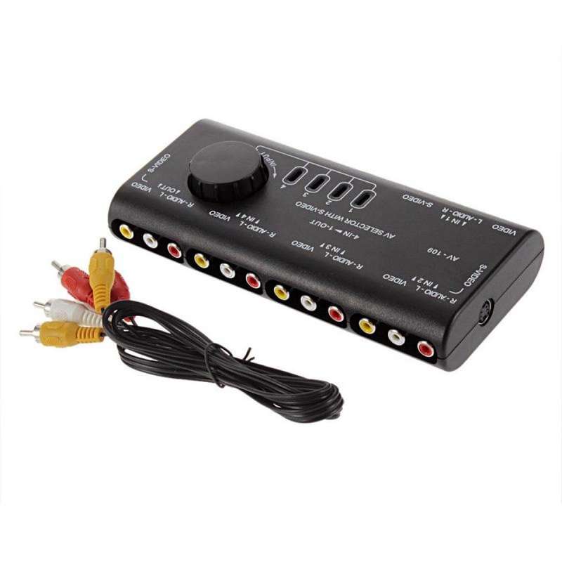 4 In 1 Out Audio Video Signal Switcher Splitter Selector AV RCA Switch Box