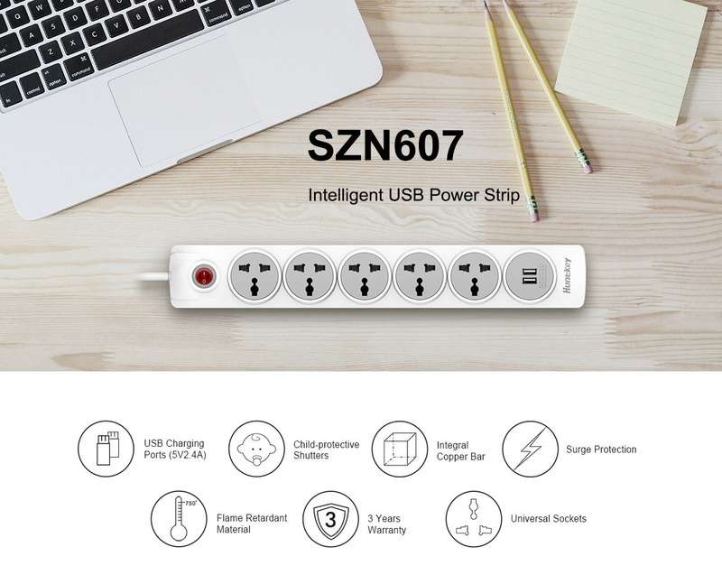 Huntkey SZN607 Power Strips, Universal Standard