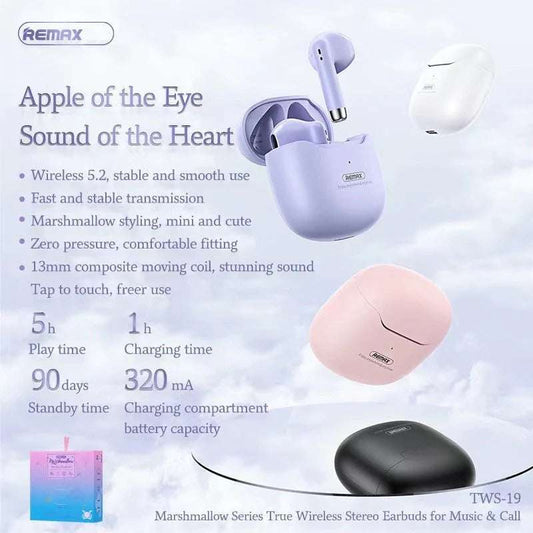 Remax TWS-19 Marshmallow Series True Wireless Stereo Earbuds