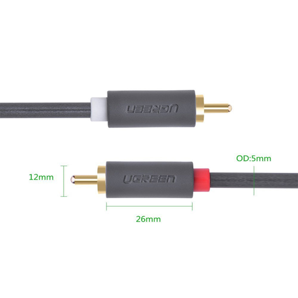 UGREEN - 10517 2RCA MALE TO 2RCA MALE CABLE 1.5M (BLACK)