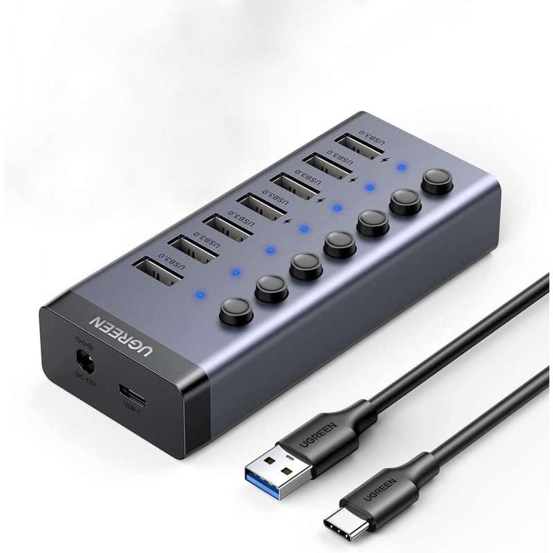 UGREEN CM481 USB-C to 7-Port USB-A 3.0 Hub DC 12V EU