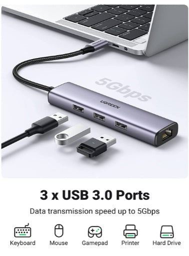 UGREEN USB-C Multifunction Gigabit  Ethernet Adapter with PD 20932