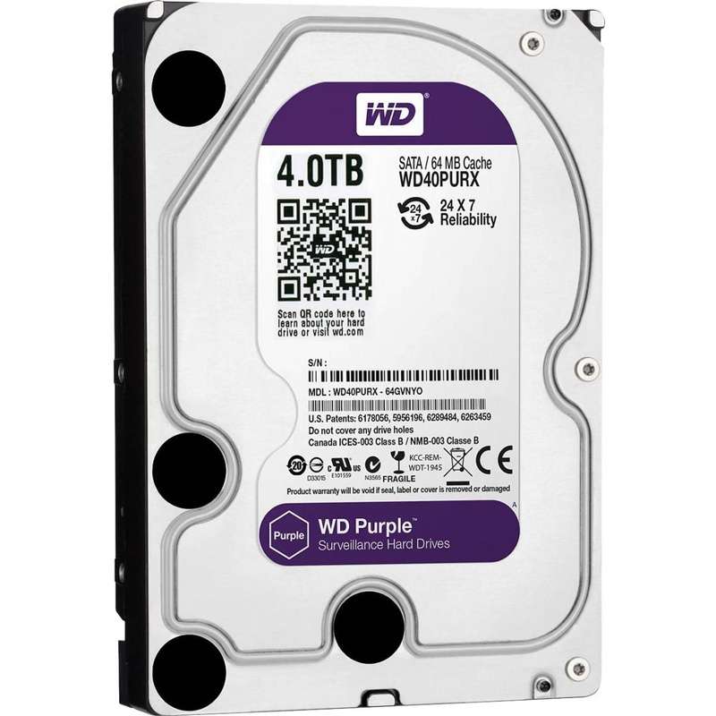 Western Digital Purple WD40PURZ 4TB 3.5 Inch SATA 5400RPM Surveillance HDD