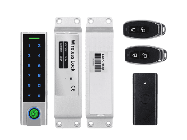 WS2 Metal Wireless Fingerprint Keypad+ Wireless Bolt Lock + Wireless Exit Button IP68 DIY Fingerprint Lock Kits for office