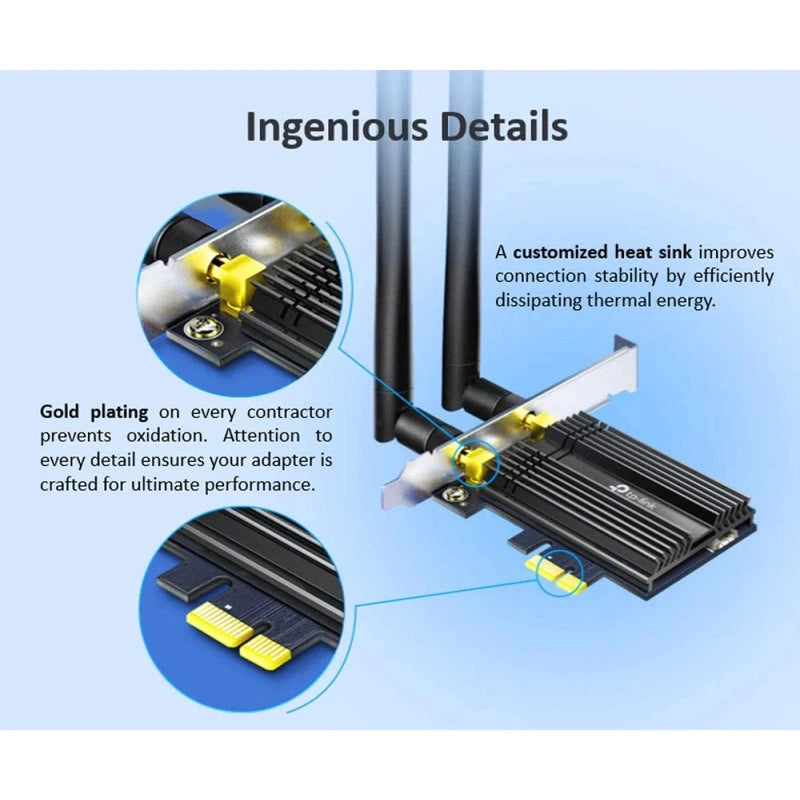 TP-Link Archer TX50E AX3000 Wi-Fi 6 Bluetooth 5.0 PCIe Ada