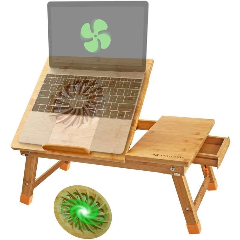 NNEWVANTE ZS-9F Portable Folding Bamboo Laptop Table