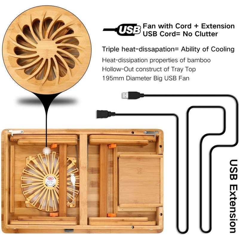 NNEWVANTE ZS-9F Portable Folding Bamboo Laptop Table