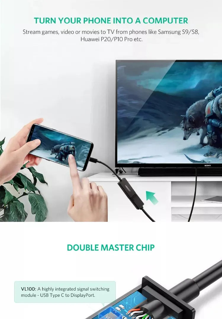 UGREEN 40372 USB-C TO DISPLAY PORT ADAPTER