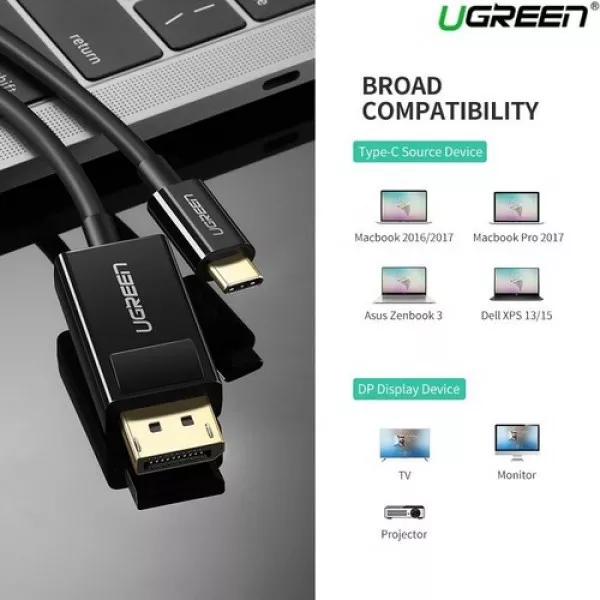 UGREEN USB Type C to DisplayPort DP Cable 1.5m (White) 40420
