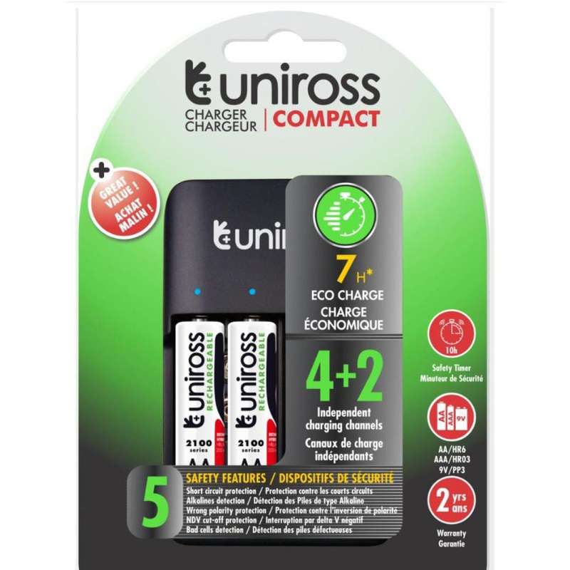 Uniross Battery Charger With 4 Unit 300mA AA BatteryUniross Battery Charger With 4 Unit 300mA AA Battery