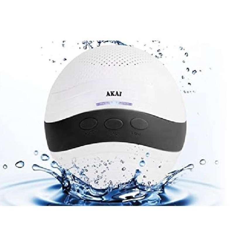 Akai Aqua Beat Bluetooth Waterproof Floating Speaker W/ Built-In Rechargeable Battery Up To 4 Hours - White/Black