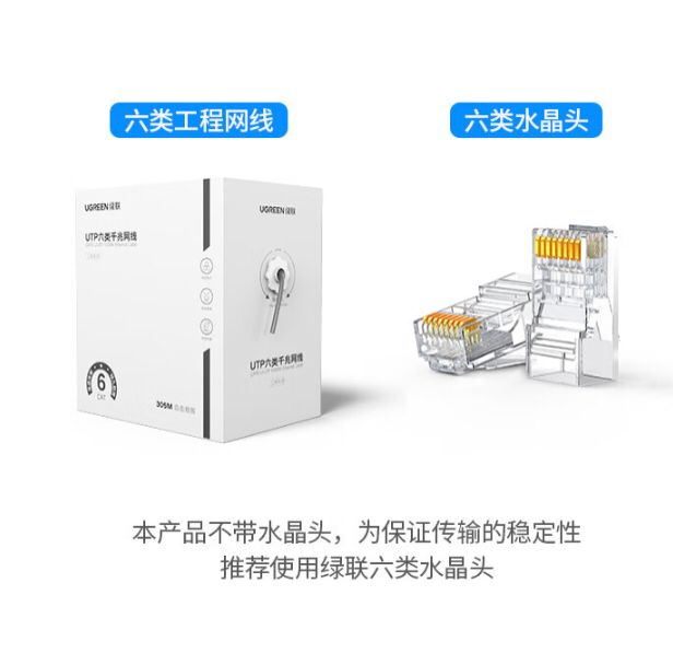 Ugreen 305M Cat6 0.57mm Unshielded Engineering Cable roll Gray - 80671