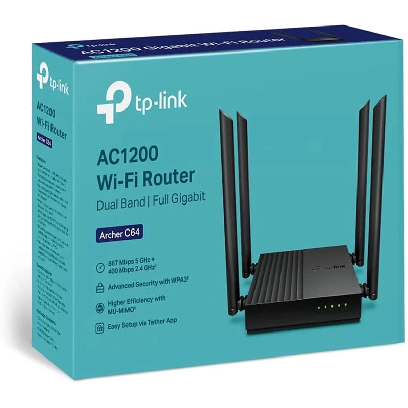 TP-Link C64 AC1200 Dual-Band Gigabit Wi-Fi Router Speed up to 1200 Mbps