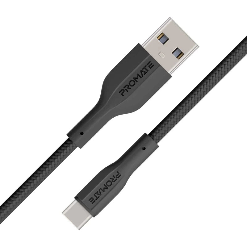 Promate XCord-AC USB to USB-C Charging Cable w/h 2A Fast Charging 1m Anti-Tangle Wire 10000 Long Bend Lifespan