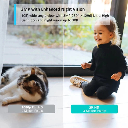 TP-Link Tapo C110 Mini Smart Security Camera Indoor 3MP 2-Way Audio Night Vision SD Storage