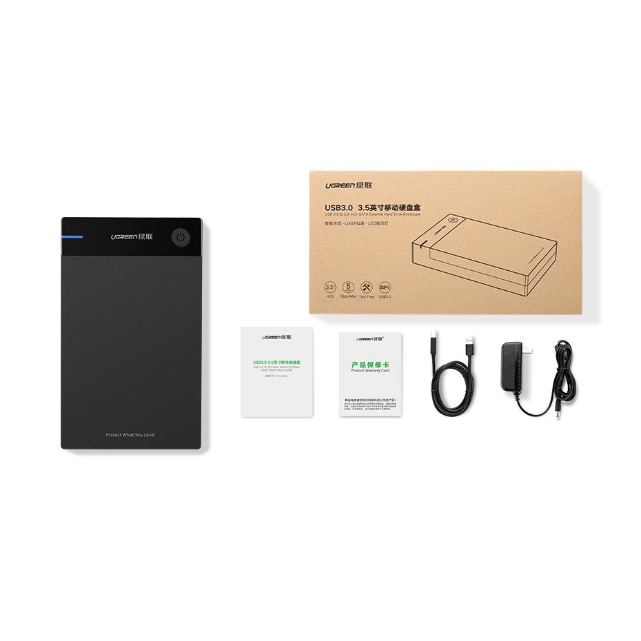 Ugreen HDD bay SATA 3.5 '' HDD enclosure USB 3.0 black - 50422