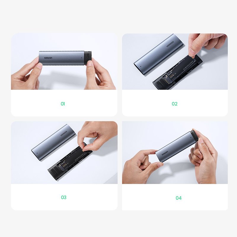 Ugreen M.2 SSD bay USB 3.2 Gen 2 drive (SuperSpeed USB 10 Gbps) + USB Type C cable 0.5m gray - 10902