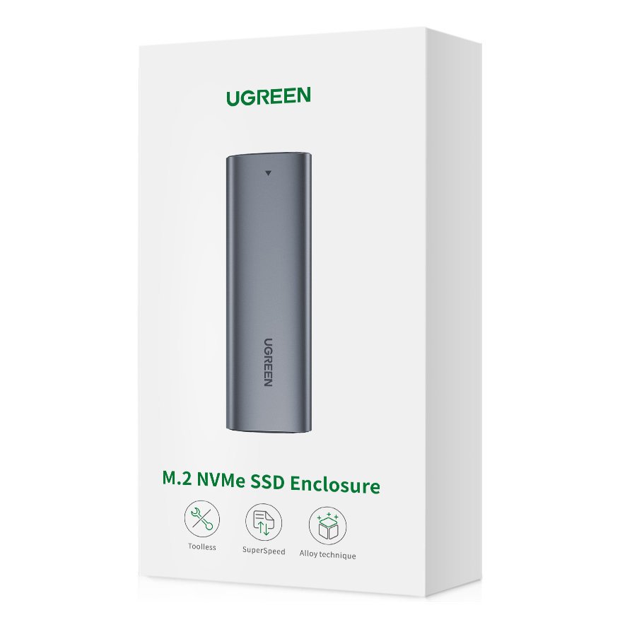Ugreen M.2 SSD bay USB 3.2 Gen 2 drive (SuperSpeed USB 10 Gbps) + USB Type C cable 0.5m gray - 10902