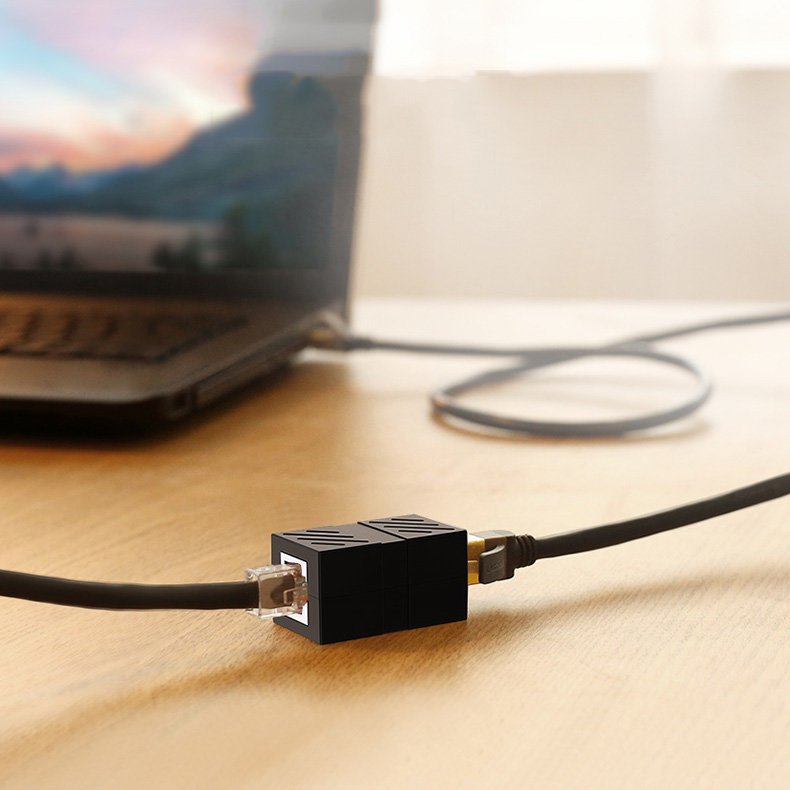 UGREEN RJ45 Network Keystone Jack  Inline Coupler Female to Female 1pcs  (Black) - 20390