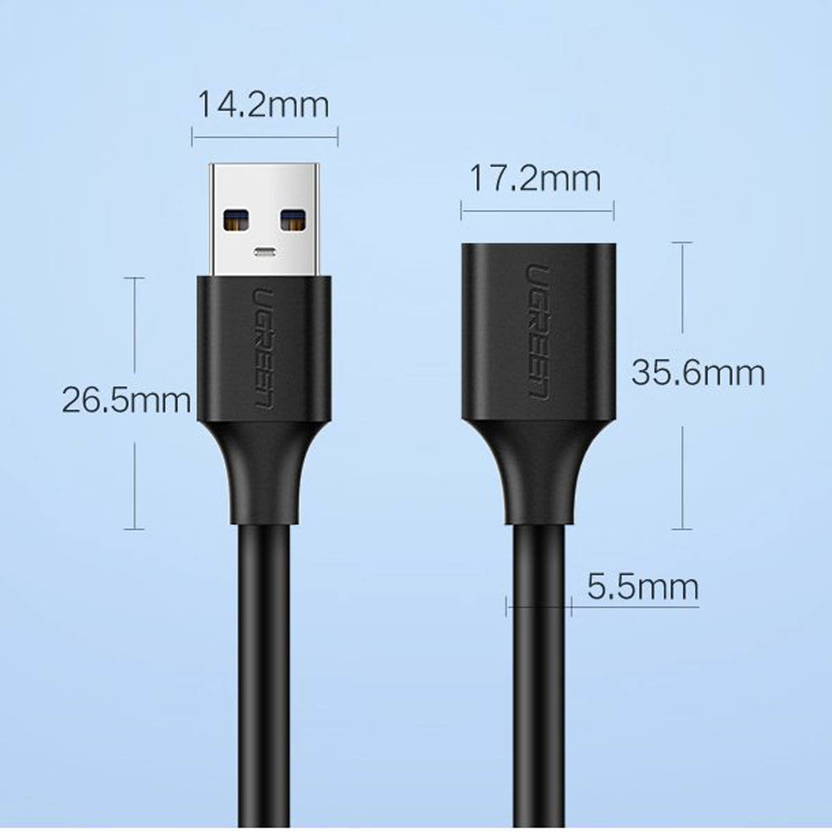 Ugreen cable cord extension adapter USB 3.0 (female) - USB 3.0 (male) 5M Black - 90722