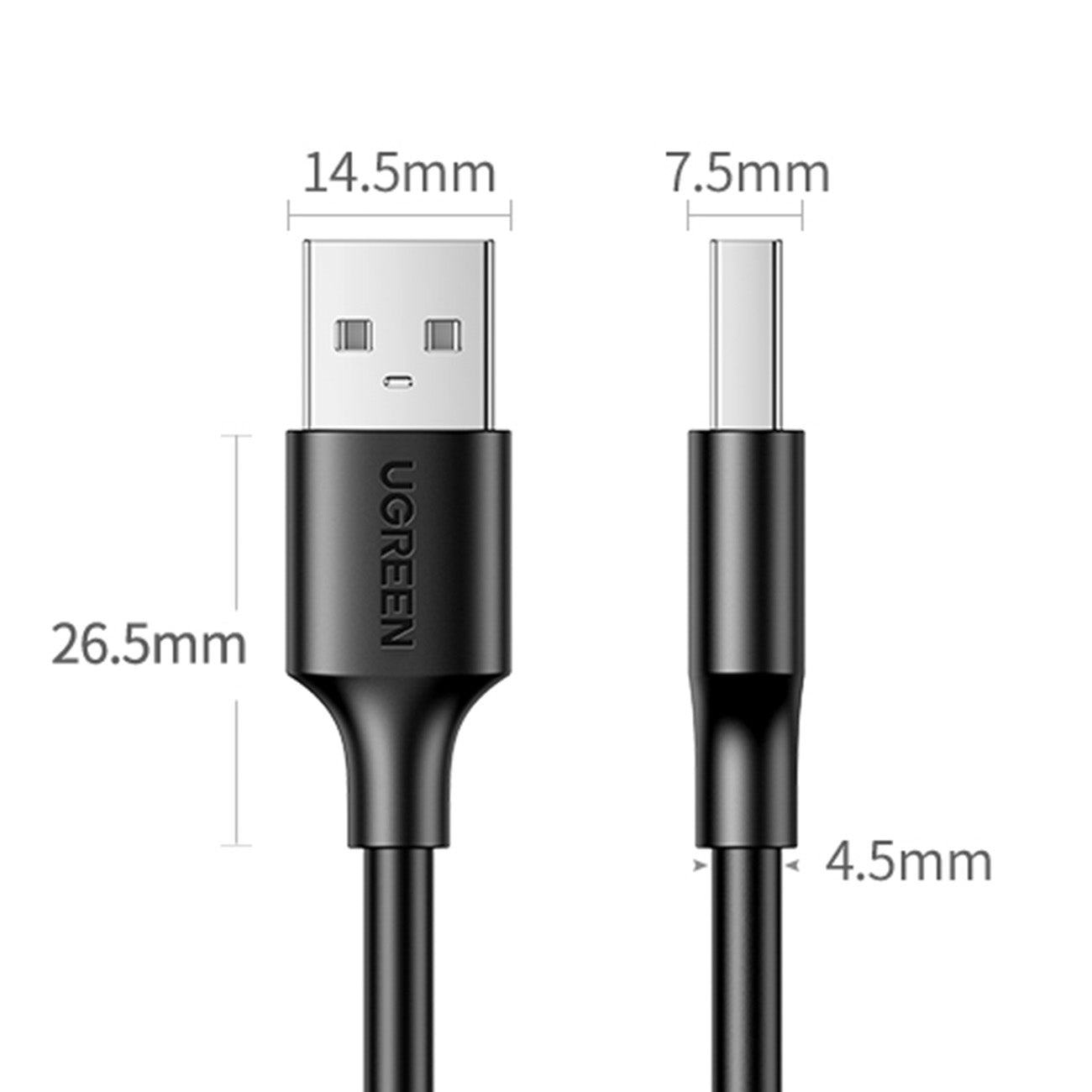 Ugreen USB cable - USB 2.0 480Mb/s 3M Black - 30136