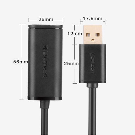 Ugreen Active Cable USB 2.0 Extension Cable 480 Mbps 5M Black - 10319