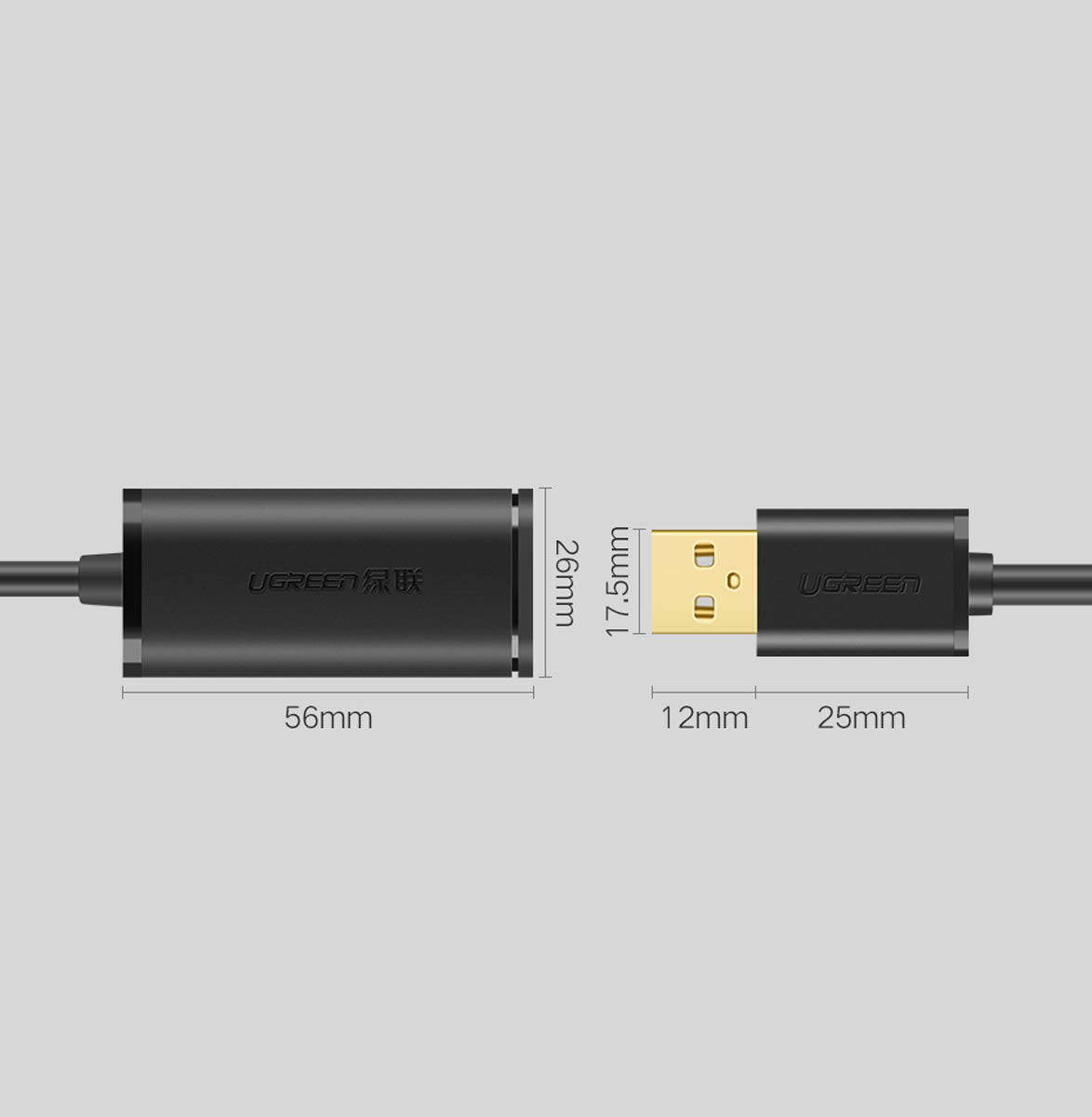 Ugreen Active Extension Cable USB-A (Male) - USB-A (Female) USB 2.0 480Mb/s 20M Black - 10324