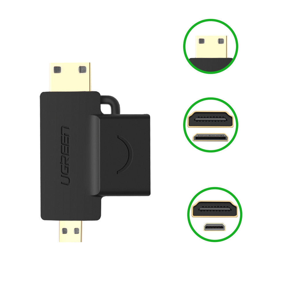 Ugreen Adapter HDMI (Female) to Mini HDMI (Male) + Micro HDMI (Male) Black - 20144