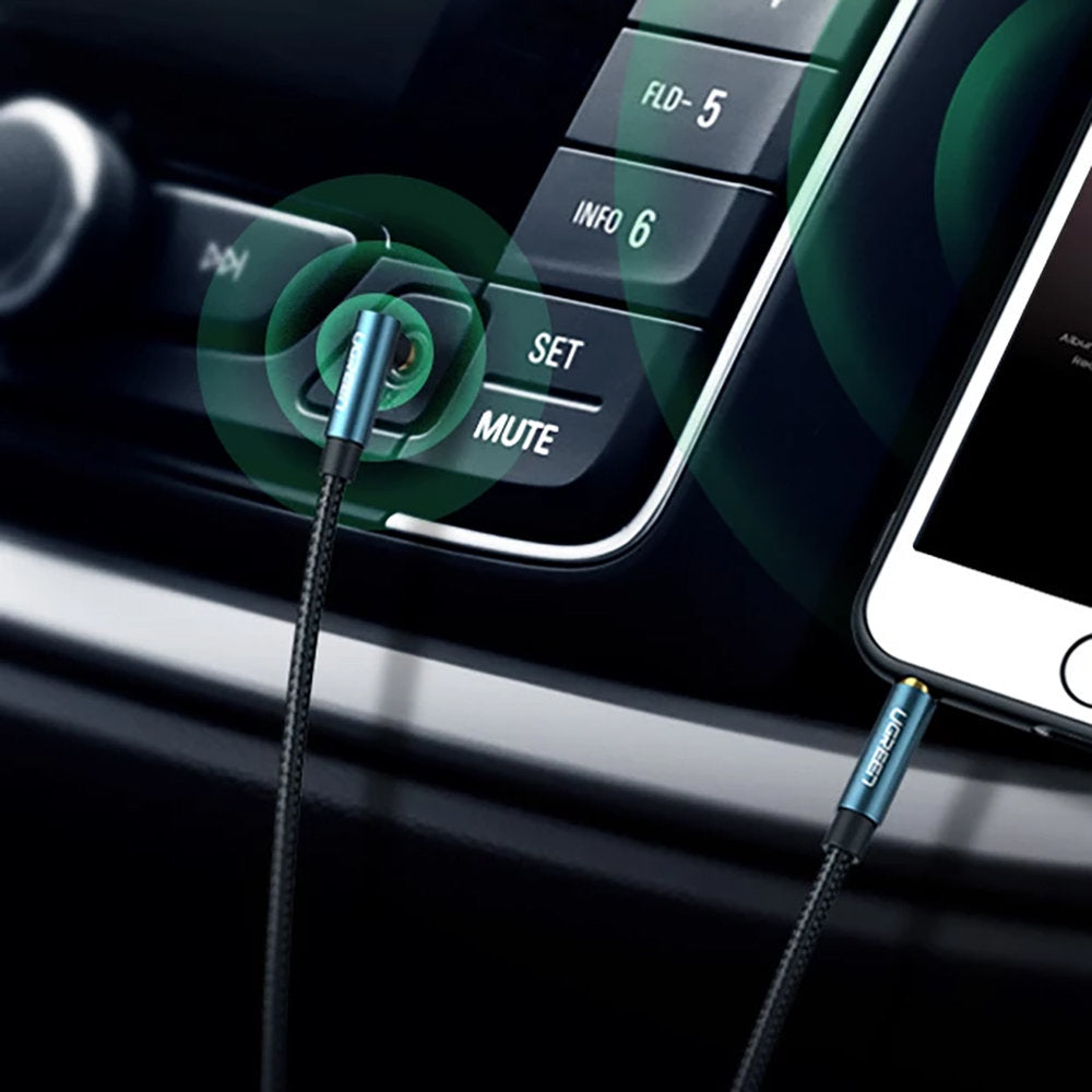 UGREEN 60178 AUX audio cable - flat - angled plug - 3.5 mm mini jack - 0.5 m (Blue Black)