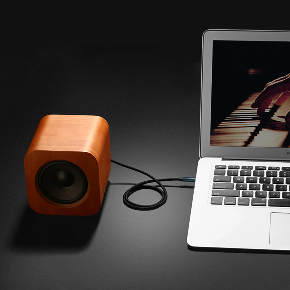 UGREEN 60181 AUX audio cable - flat - angled plug - 3.5 mm mini jack - 2 m (Blue Black)